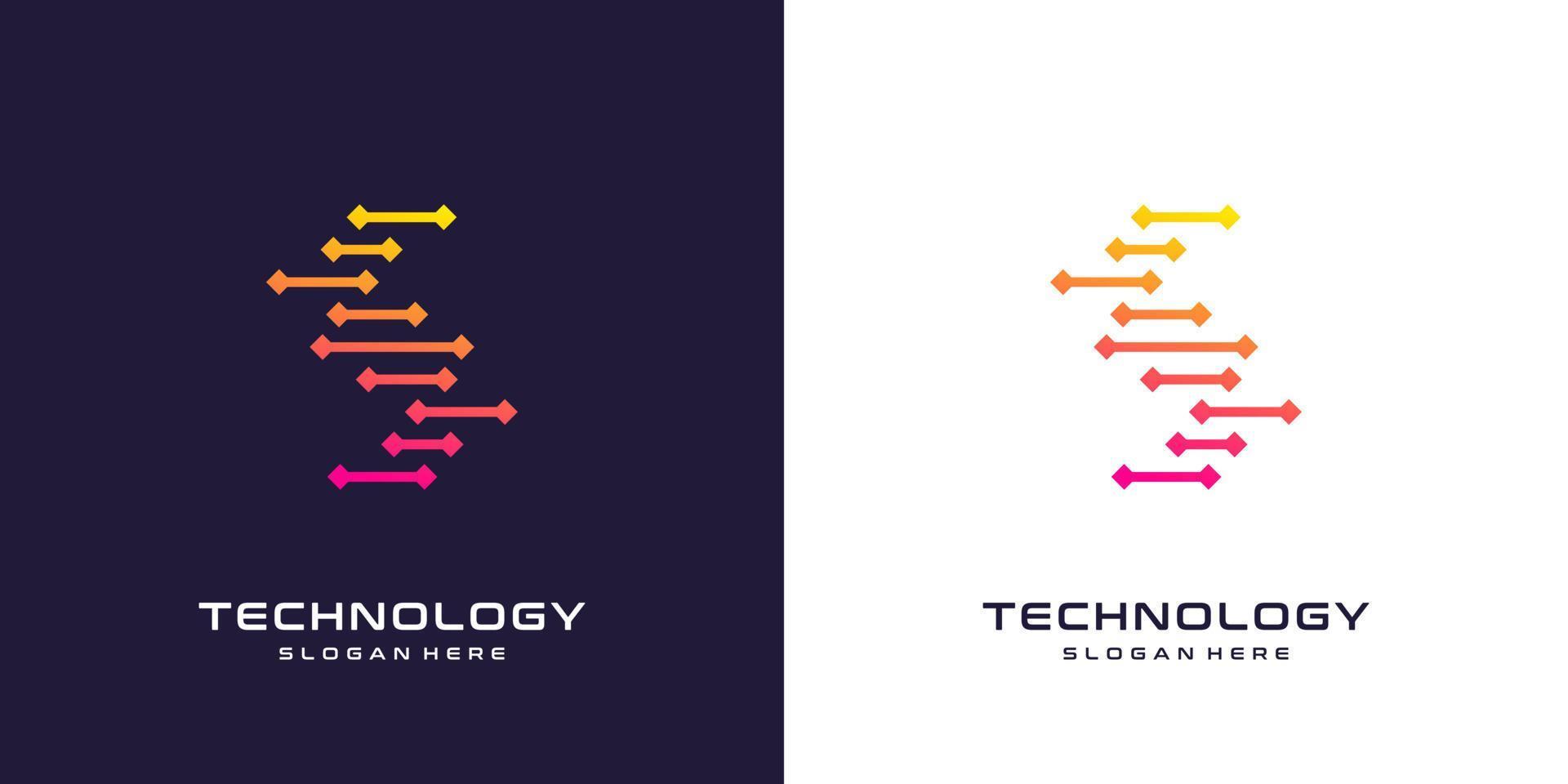 Creative Letter C logo design with technology icon vector