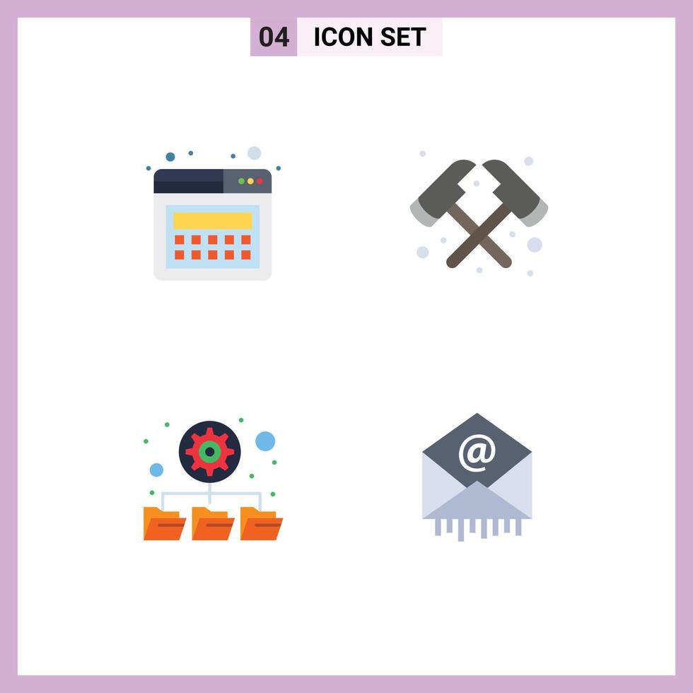 4 Thematic Vector Flat Icons and Editable Symbols of landing e axe database mail Editable Vector Design Elements