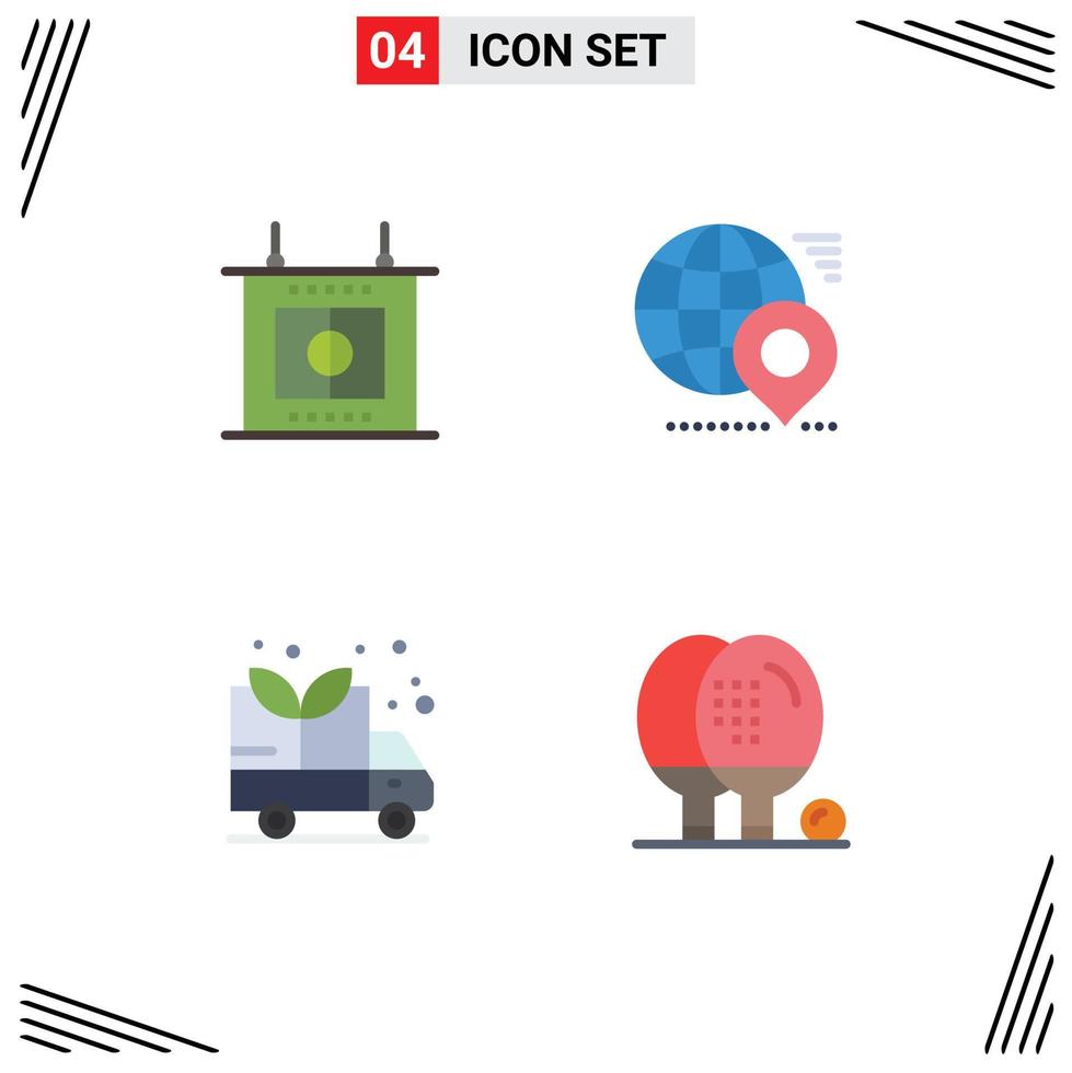 4 Flat Icon concept for Websites Mobile and Apps football green globe pin activities Editable Vector Design Elements