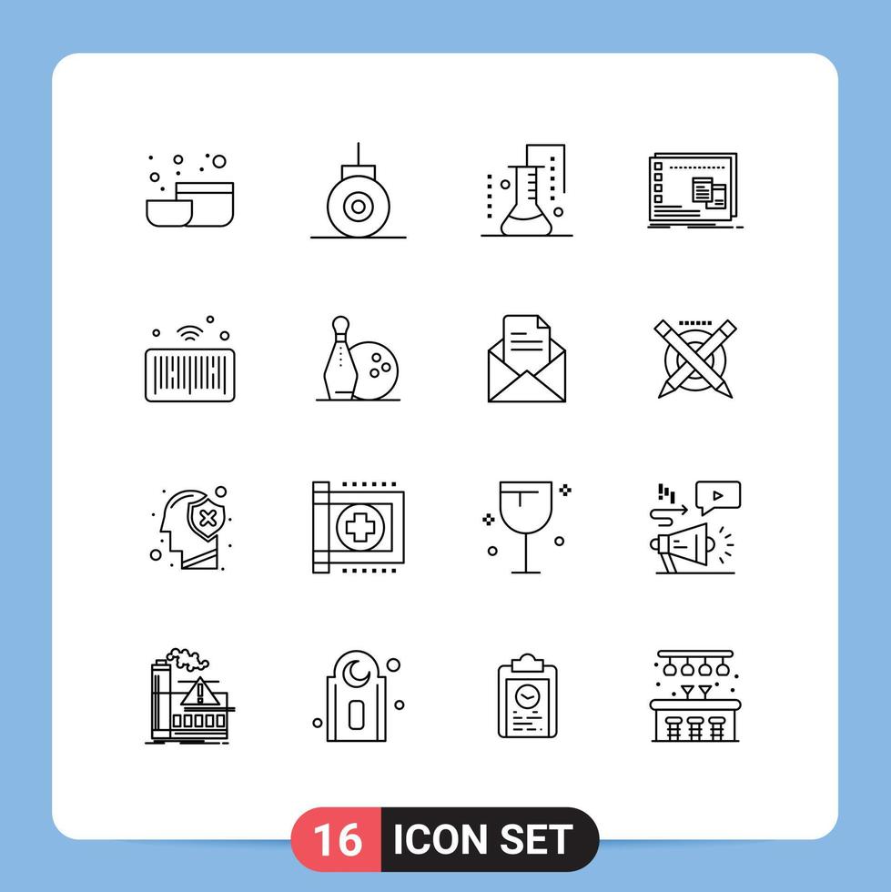 Stock Vector Icon Pack of 16 Line Signs and Symbols for internet program science lab os mac Editable Vector Design Elements