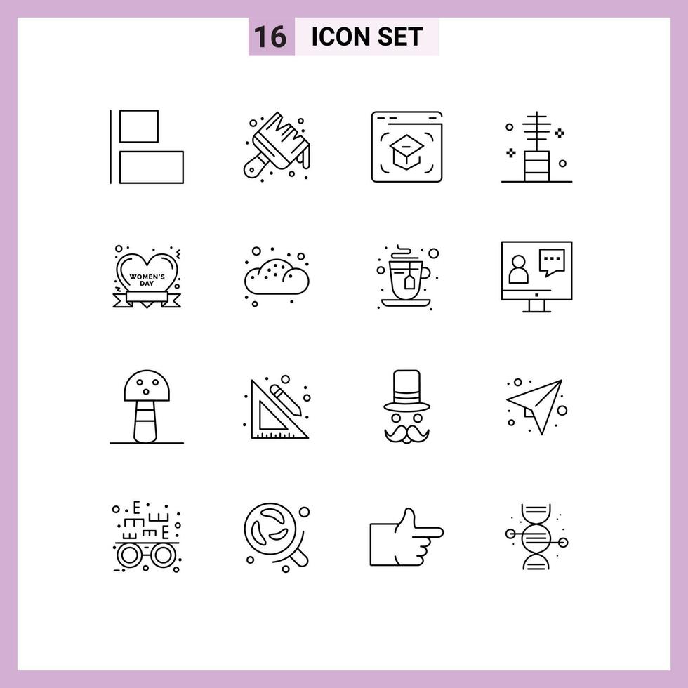 16 Universal Outlines Set for Web and Mobile Applications badge makeup internet fashion beauty Editable Vector Design Elements