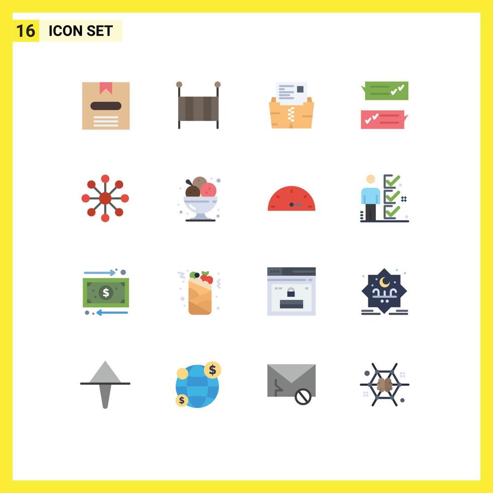 Modern Set of 16 Flat Colors Pictograph of support help zip dialogue folder Editable Pack of Creative Vector Design Elements