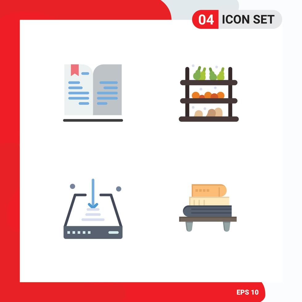 Modern Set of 4 Flat Icons Pictograph of back to school down note supermarket save Editable Vector Design Elements