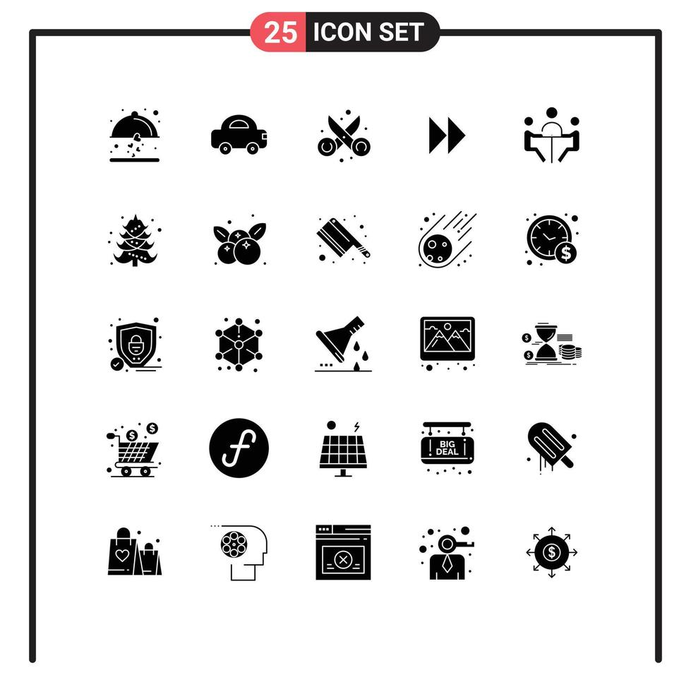 Pictogram Set of 25 Simple Solid Glyphs of business media clippers forward art Editable Vector Design Elements