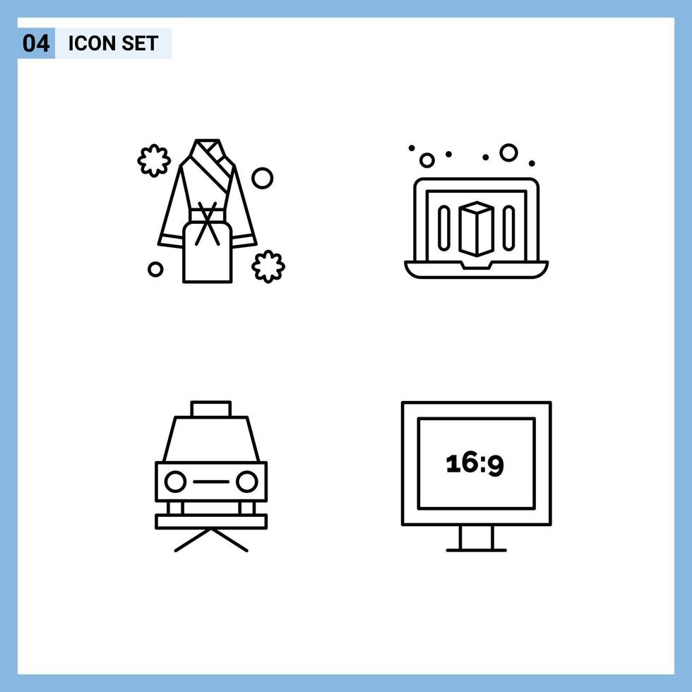 4 Creative Icons Modern Signs and Symbols of bath repair shower printer display Editable Vector Design Elements