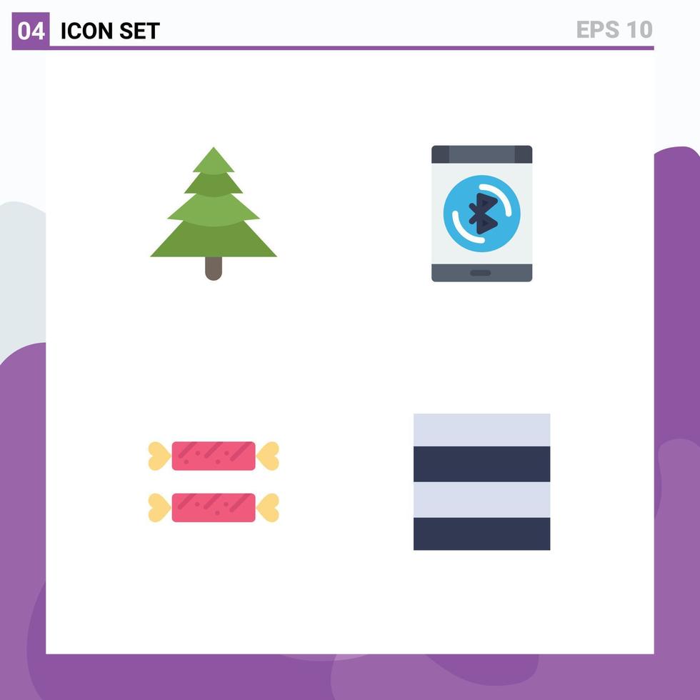 User Interface Pack of 4 Basic Flat Icons of forest easter bluetooth smartphone grid Editable Vector Design Elements