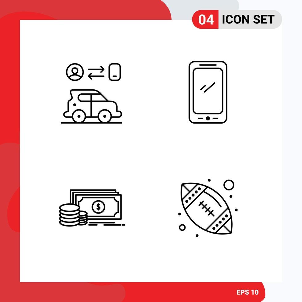 4 Creative Icons Modern Signs and Symbols of car finance technology mobile payment Editable Vector Design Elements