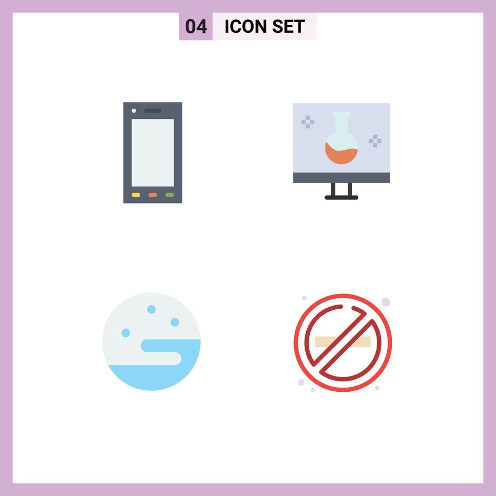 paquete de interfaz de usuario de 4 iconos planos básicos de dispositivos moon tablet eco testing weather elementos de diseño vectorial editables vector