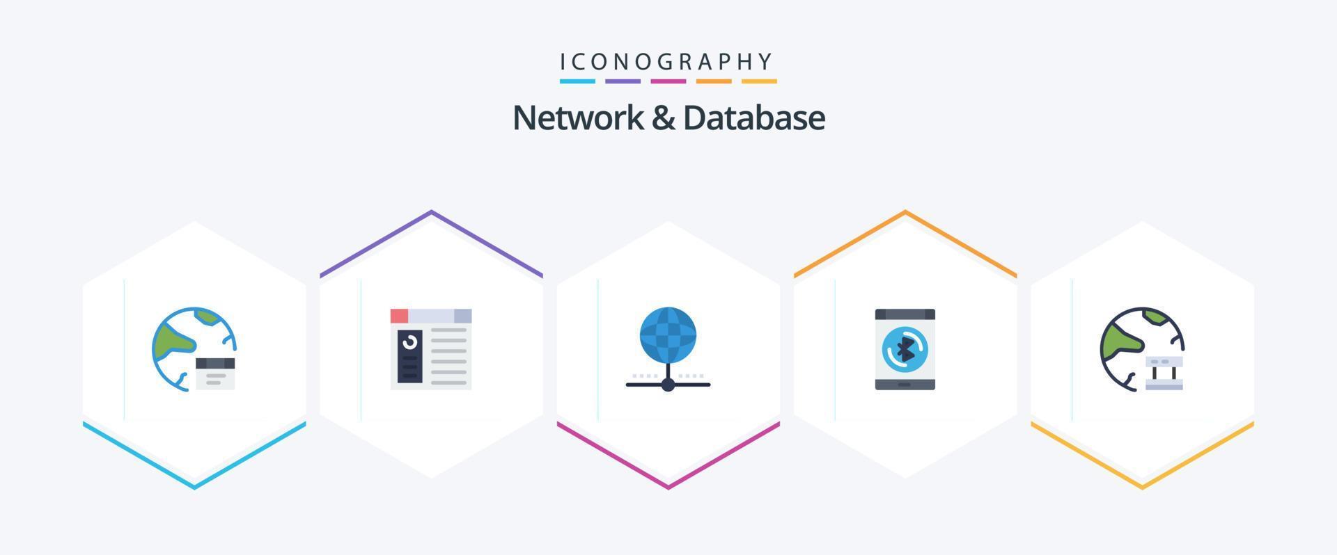 Network And Database 25 Flat icon pack including data. bluetooth. website. network. database vector