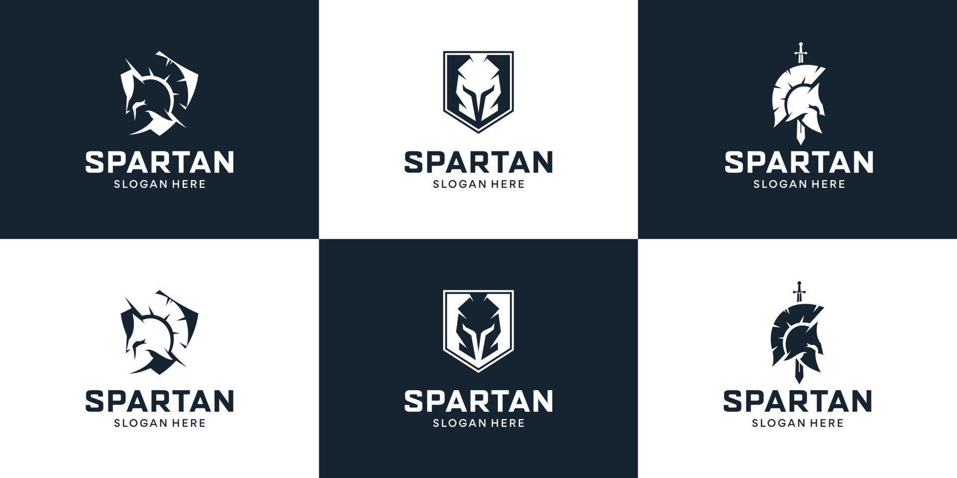 Set of shield with sparta logo design inspiration vector