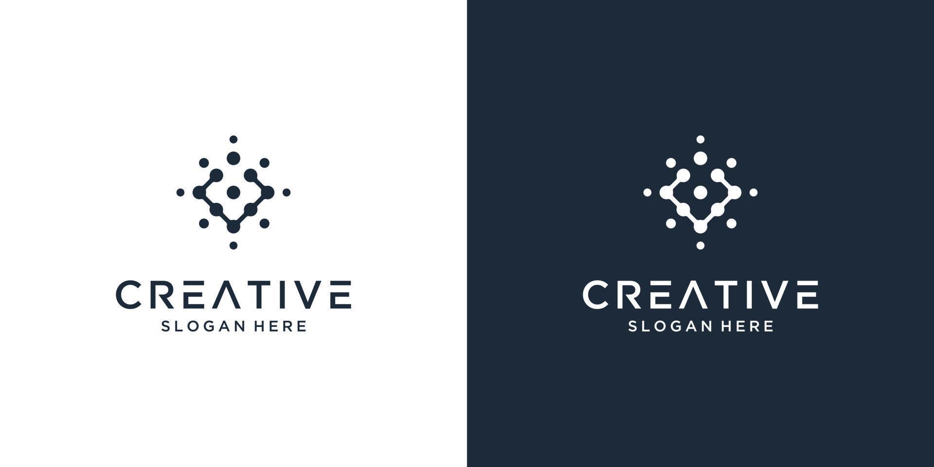 Minimalist elegant letter V with dot symbol logo design business vector