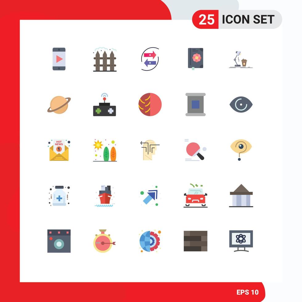 Pictogram Set of 25 Simple Flat Colors of studio text chart flower paper Editable Vector Design Elements