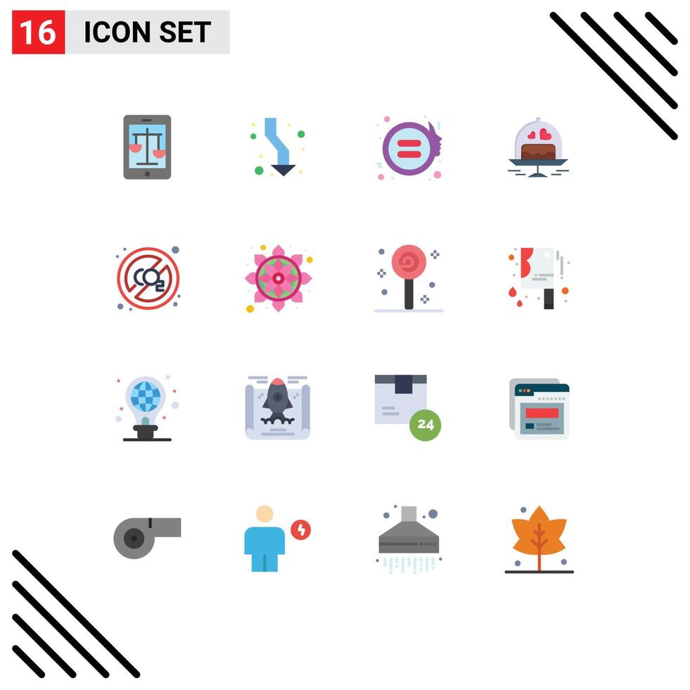 Universal Icon Symbols Group of 16 Modern Flat Colors of love plate direction cake gender Editable Pack of Creative Vector Design Elements