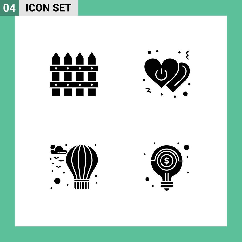 Group of 4 Modern Solid Glyphs Set for farm air garden off hot Editable Vector Design Elements