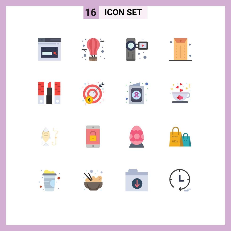 paquete de iconos de vector de stock de 16 signos y símbolos de línea para sobre de esteticista paquete editable de video de negocios calientes de elementos creativos de diseño de vectores