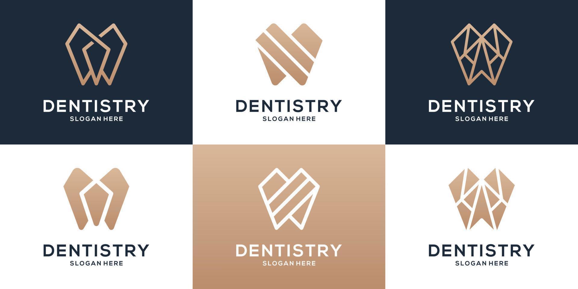 Collection of dental logo template. Creative icon with geometric shape logo set. vector