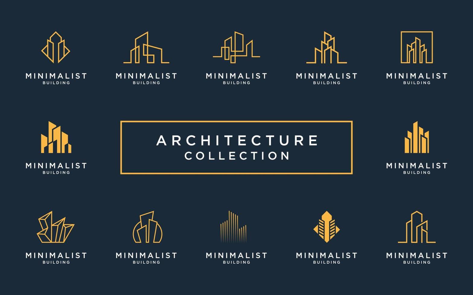 la mejor colección de conjuntos de arquitectura de edificios, vectores de diseño de logotipos inmobiliarios de lujo.