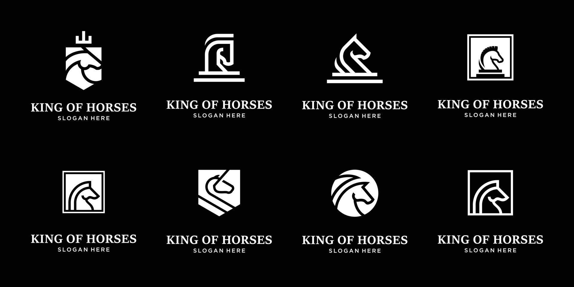 conjunto de diseño de logotipo de caballo de colección e inspiración de tarjetas de visita premium de lujo. vector