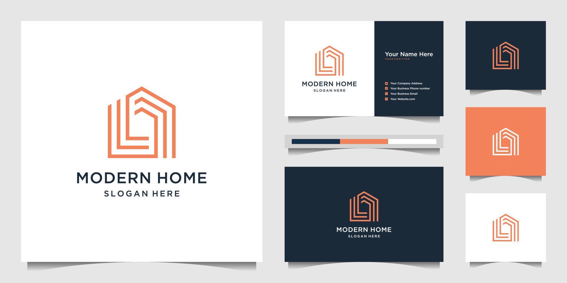 Logo modern home for construction, home, real estate, building, property. minimal awesome trendy professional logo design template and business card design Premium Vector