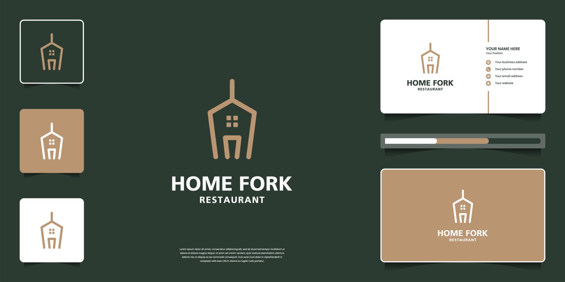 Creative food logo design with house and fork combination, symbol ideas for restaurant logo and business card vector