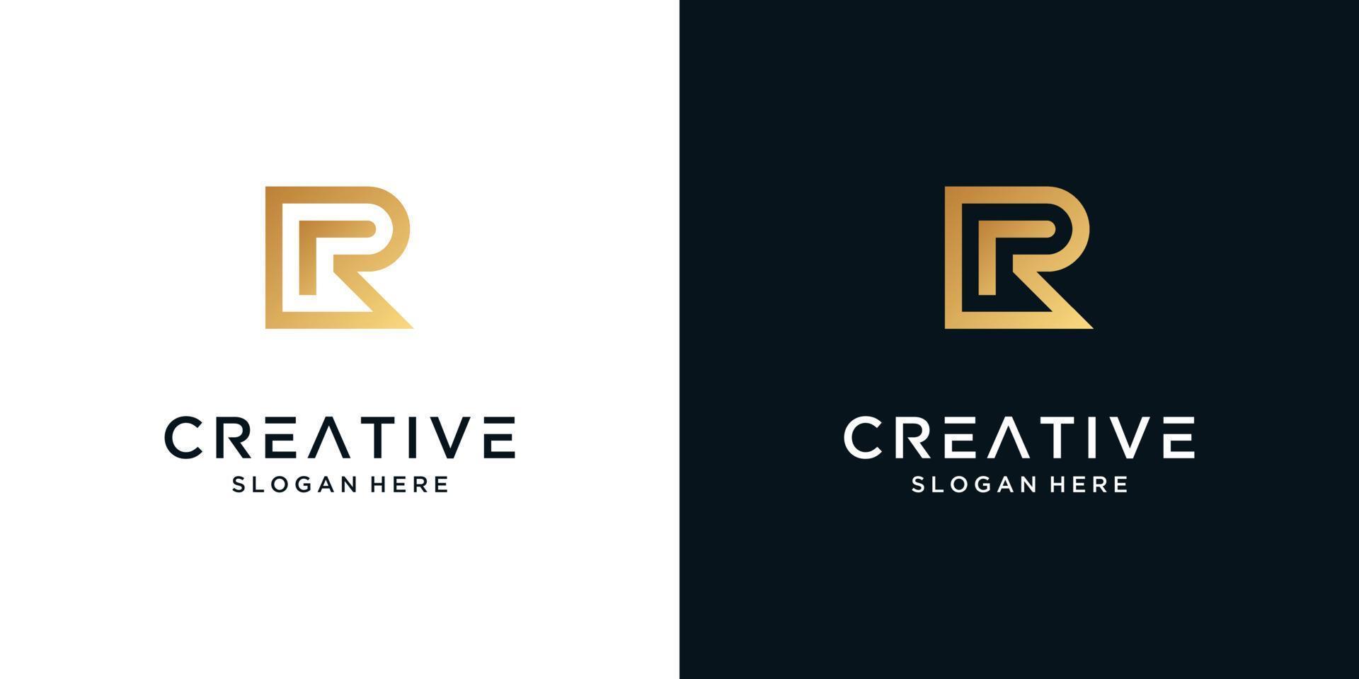 Golden letter R logo design business vector