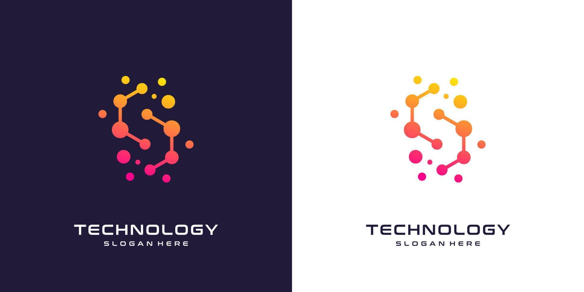 Letter C logo design with technology icon vector