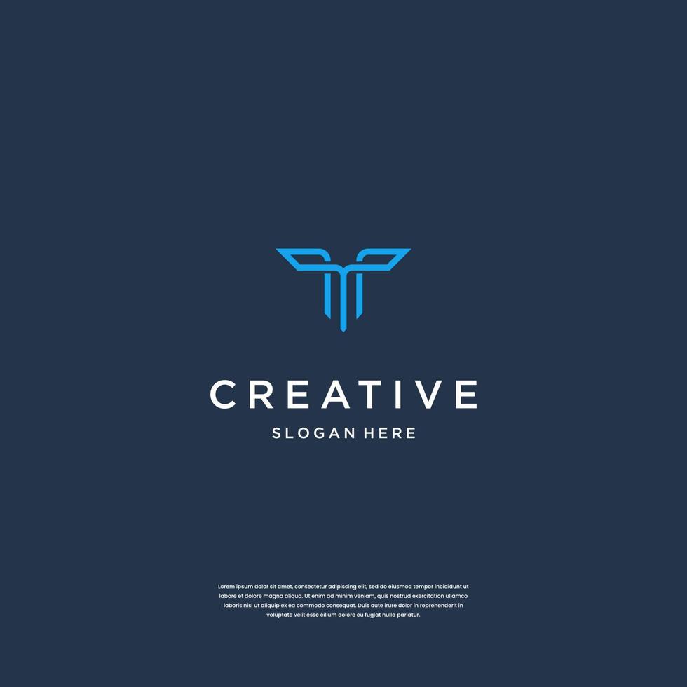 minimalist elegant initials letter T logo design inspiration vector