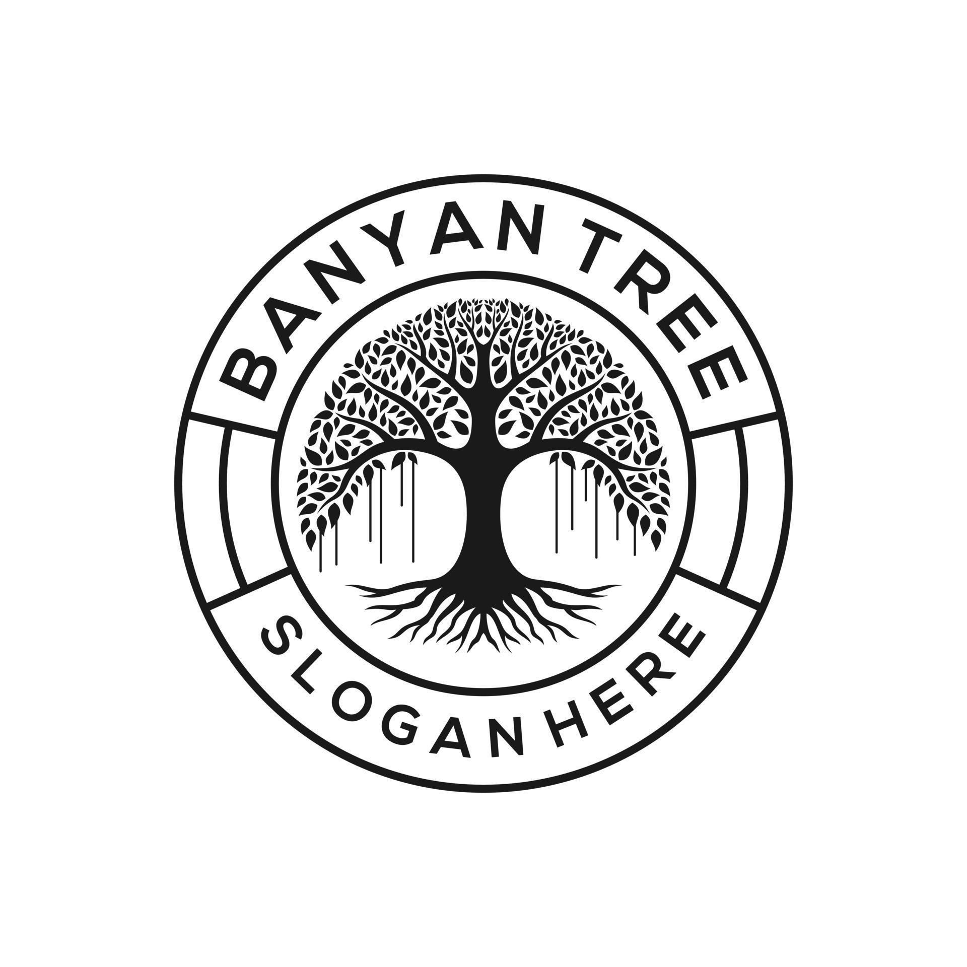 Retro vintage banyan tree logo design emblem 17597479 Vector Art at ...