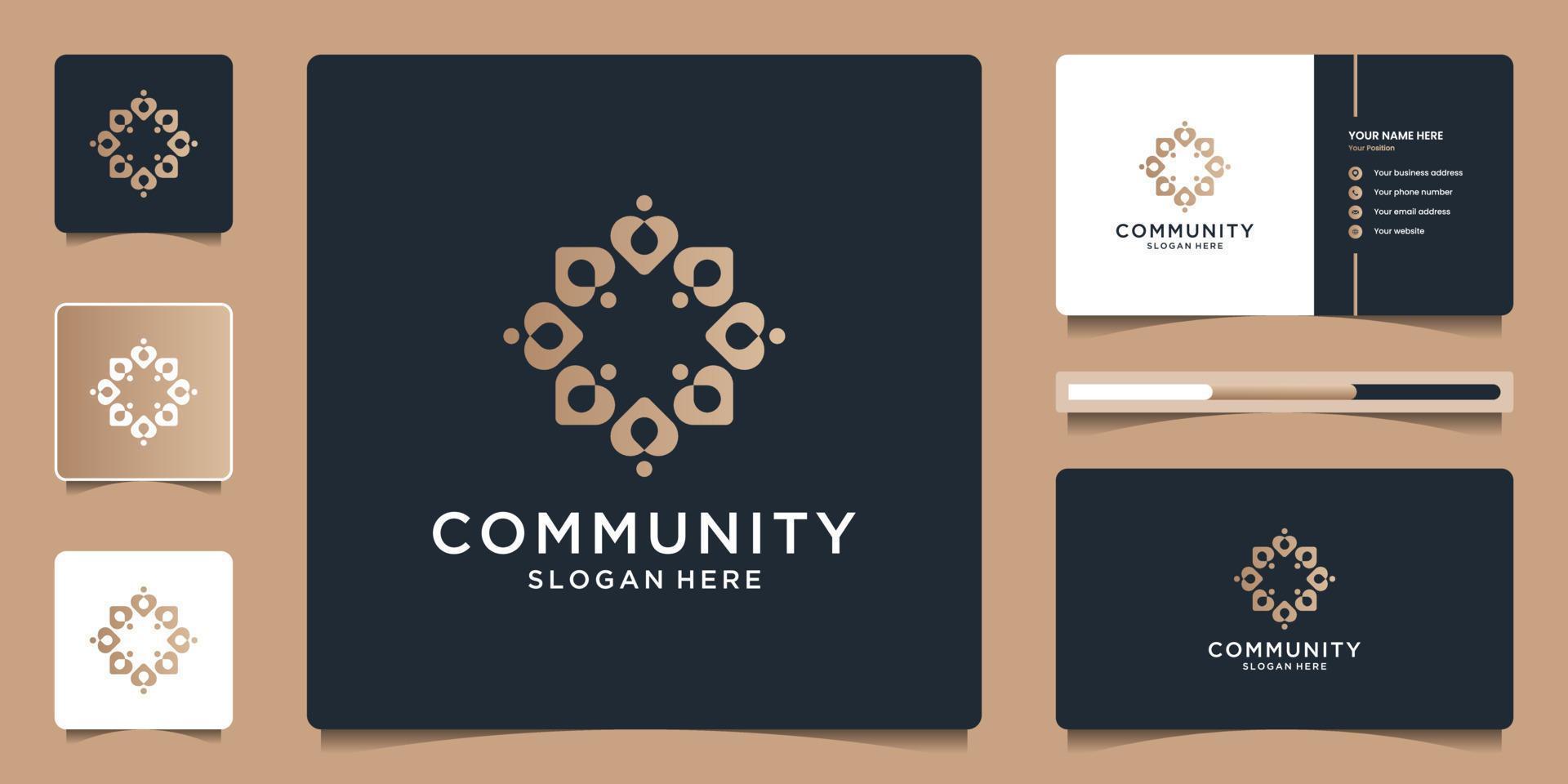 Creative community logo design and business card for social group vector