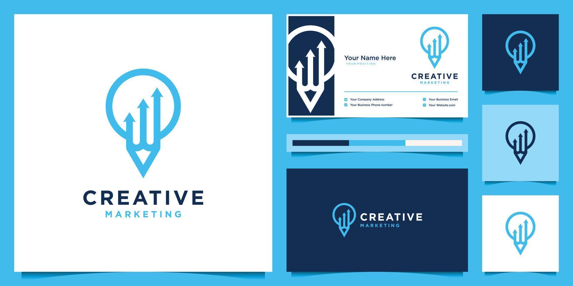 lápiz creativo con plantilla de diseño de logotipo de flecha. símbolo de marketing de ideas para la puesta en marcha. vector