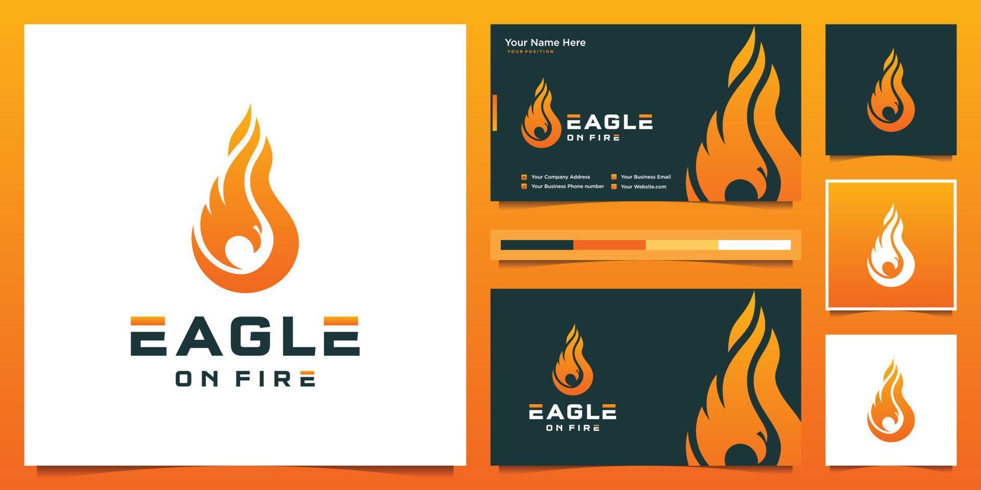 Phoenix in Fire Flame Logo design vector template. modern logo design and business card.