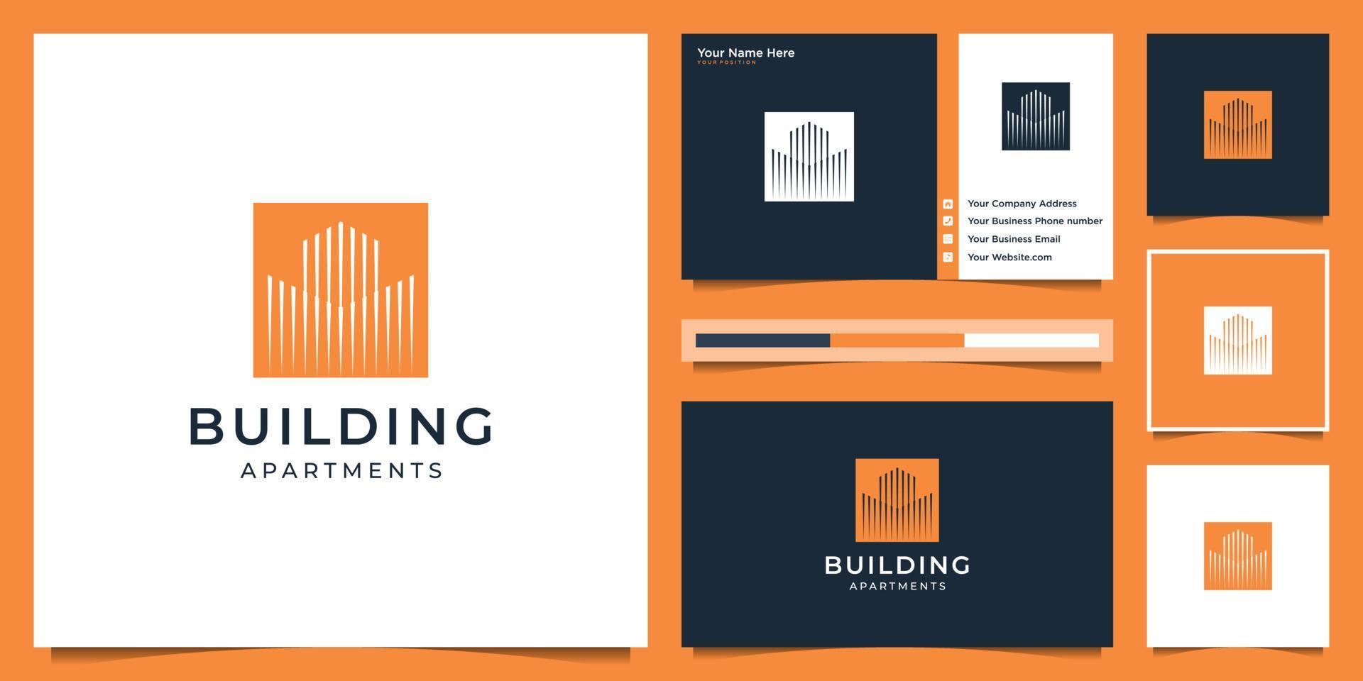 Building logo design with modern concept. city building construction abstract for logo design template. logo design and business card vector