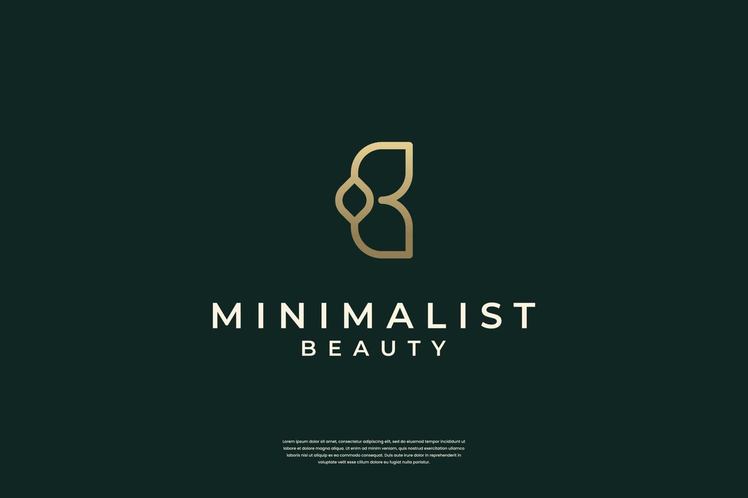 Minimalist elegant initial B and leaf logo design with line art style vector