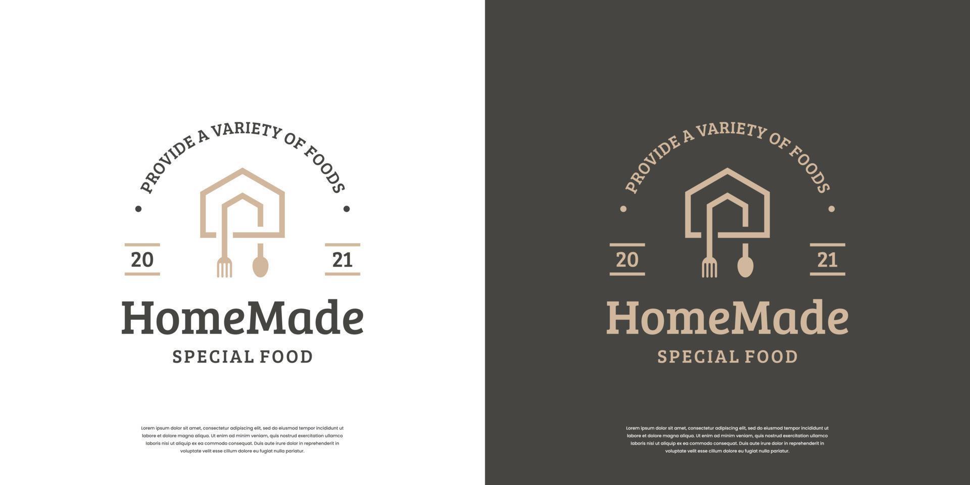 Cuchara y tenedor de logotipo de diseño de comida vintage retro simple para restaurante vector