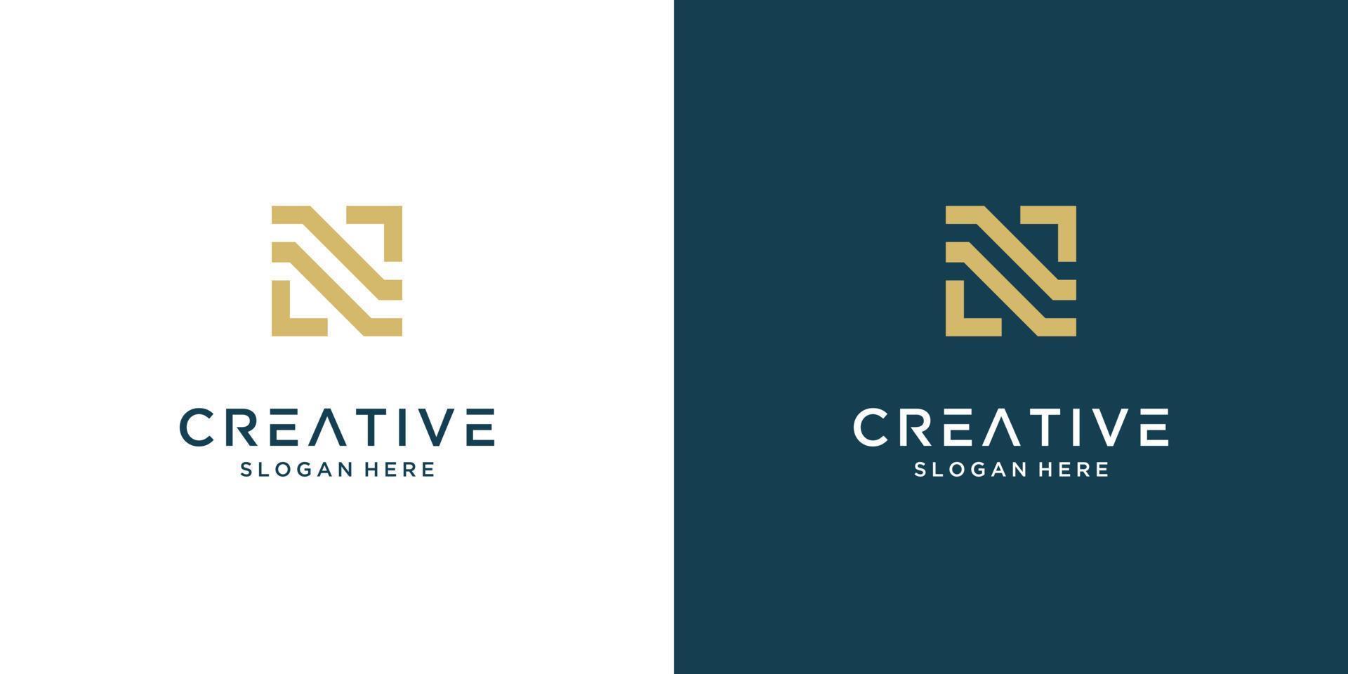 diseño minimalista elegante del logotipo de la letra n dorada vector