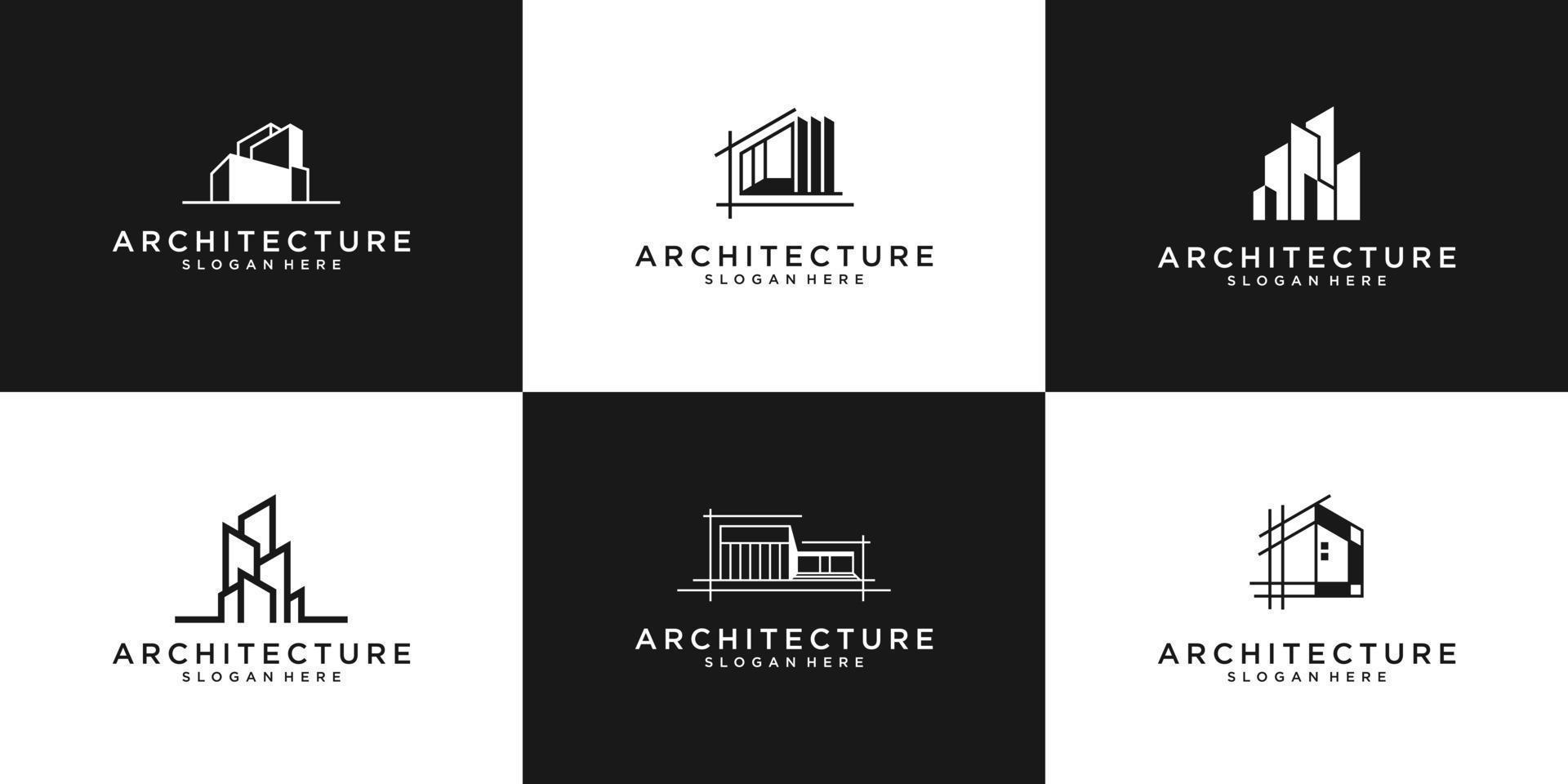 collection of building architecture sets, real estate logo design symbols. vector