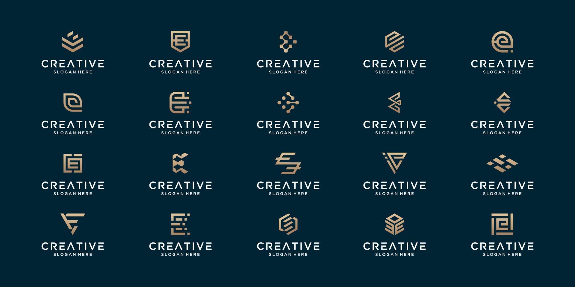 Set of luxury initial E abstract monogram logo design. Logo template for business, company, product and random vector