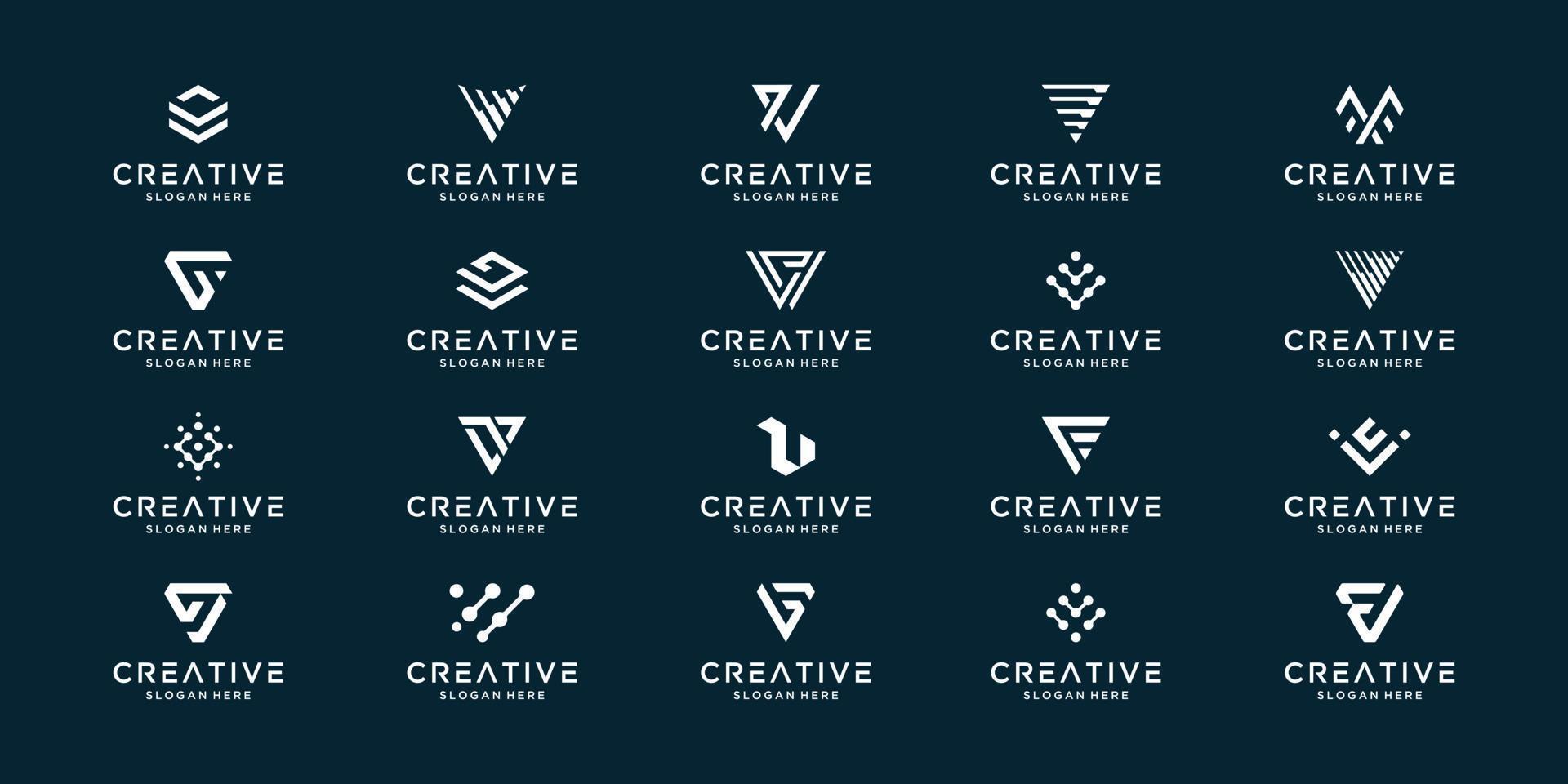 conjunto de diseño inicial del logotipo de la letra v. símbolo de diseño de logotipo creativo para su negocio, empresa, producto, etc. vector