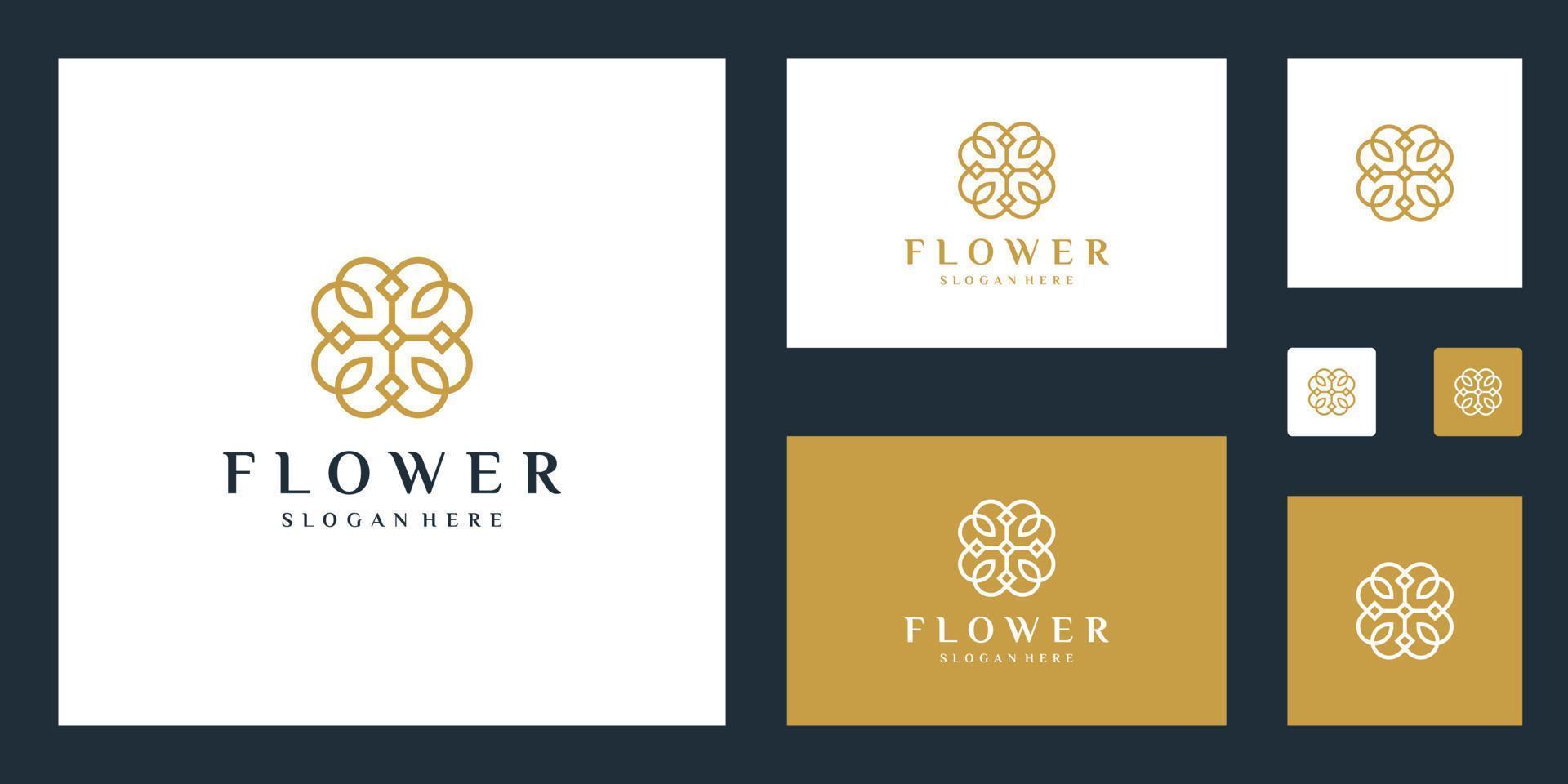 Minimalist elegant Flower logo design with line art style vector