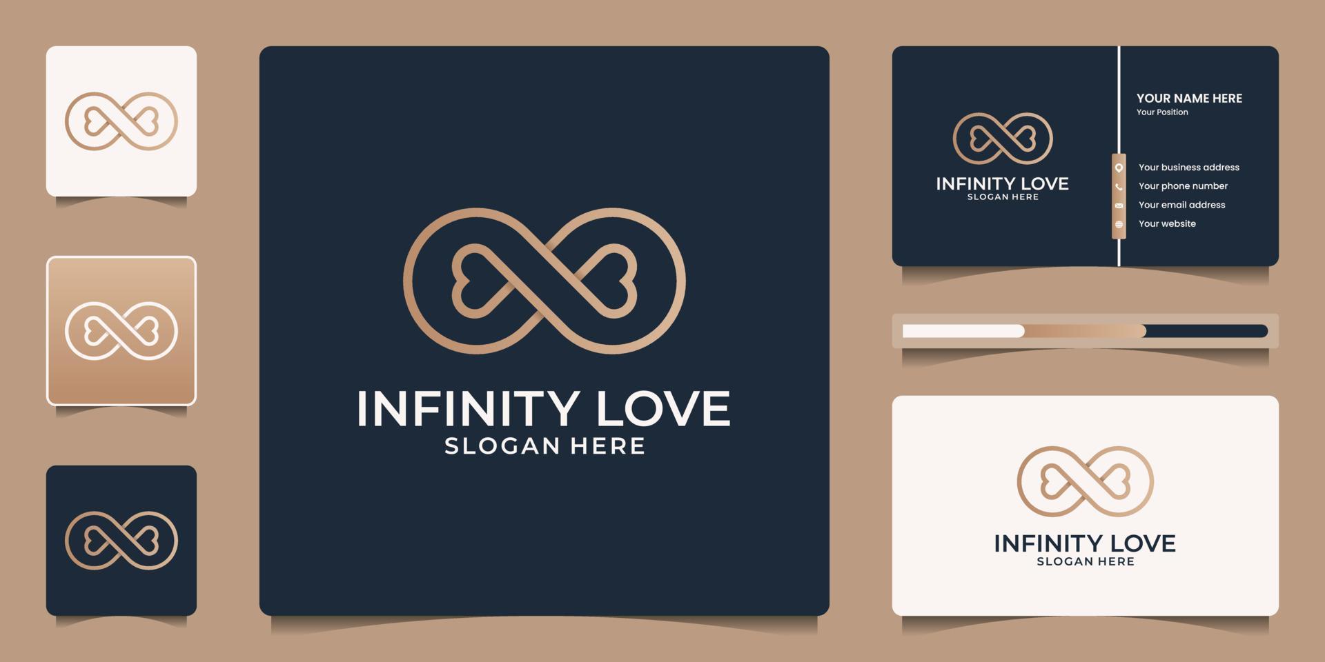 Minimalist elegant infinity love luxury beauty salon, fashion, skin care, cosmetic, yoga and spa products. logo templates and business card design. vector