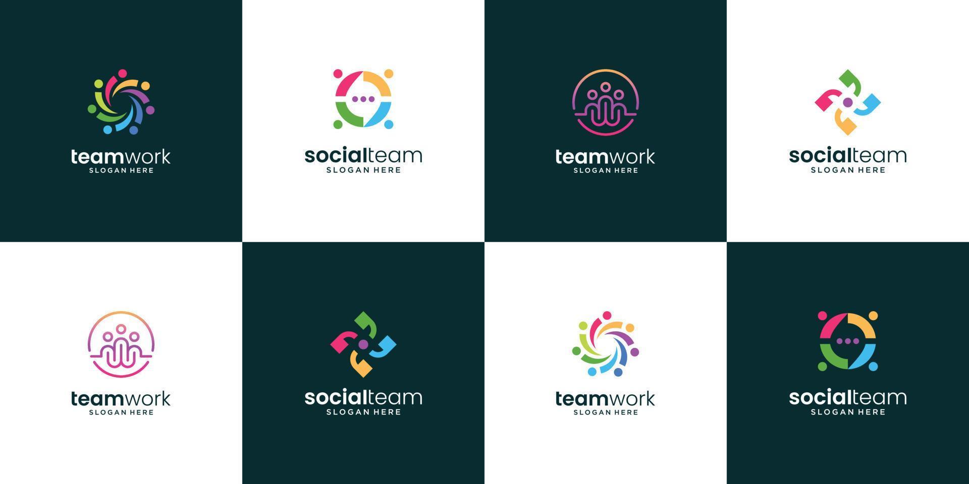 Collection of successful people group logo design. Creative symbol for team business. vector