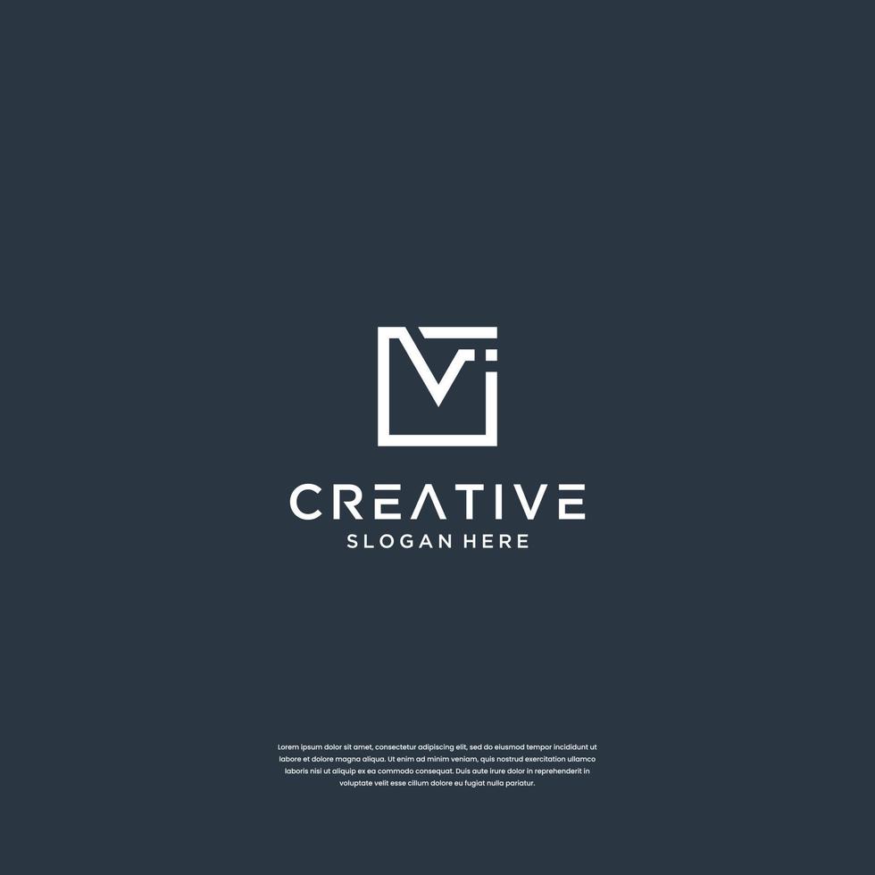 Minimalist initials V with square logo design vector