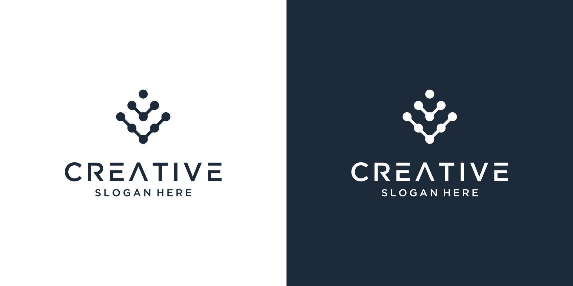 Minimalist elegant letter V with dot symbol logo design vector