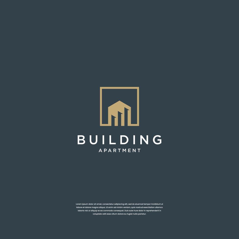 diseño minimalista del logotipo de la casa inmobiliaria, edificio, arquitectura, construcción vector