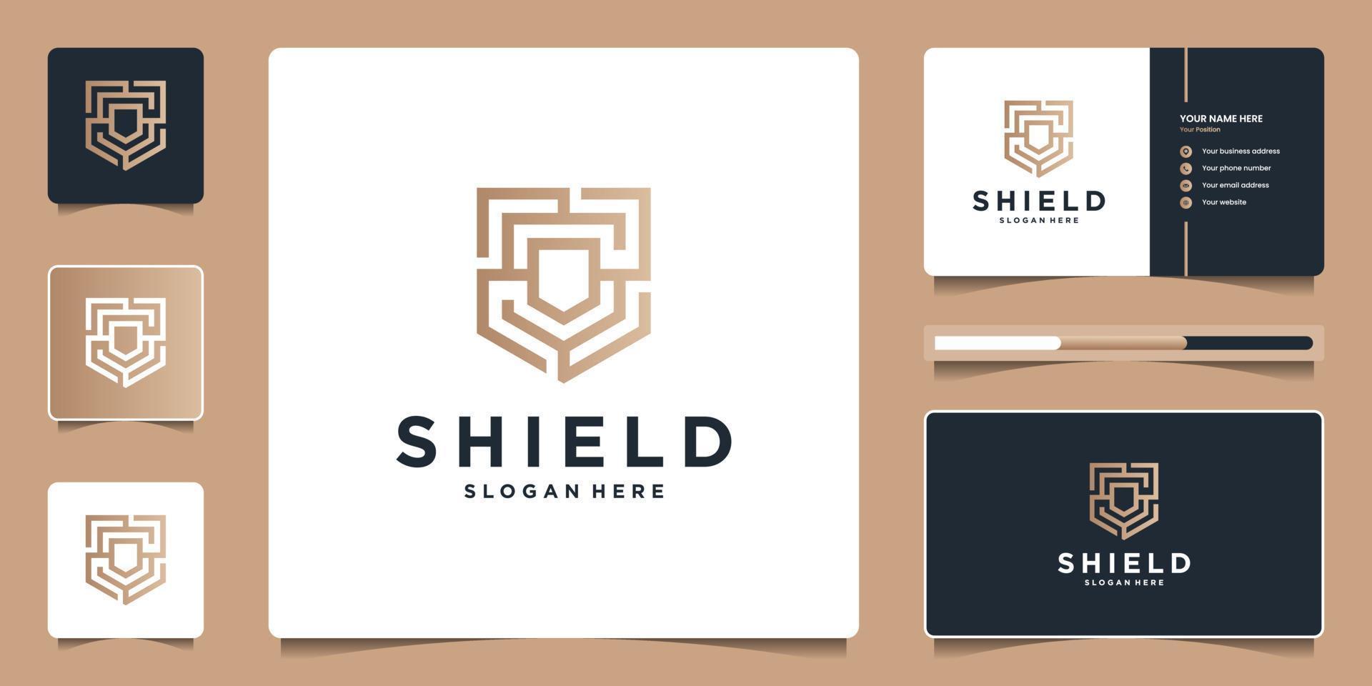 Modern shield security technology with initial S minimal shape concept. Logo design and business card branding for company. vector