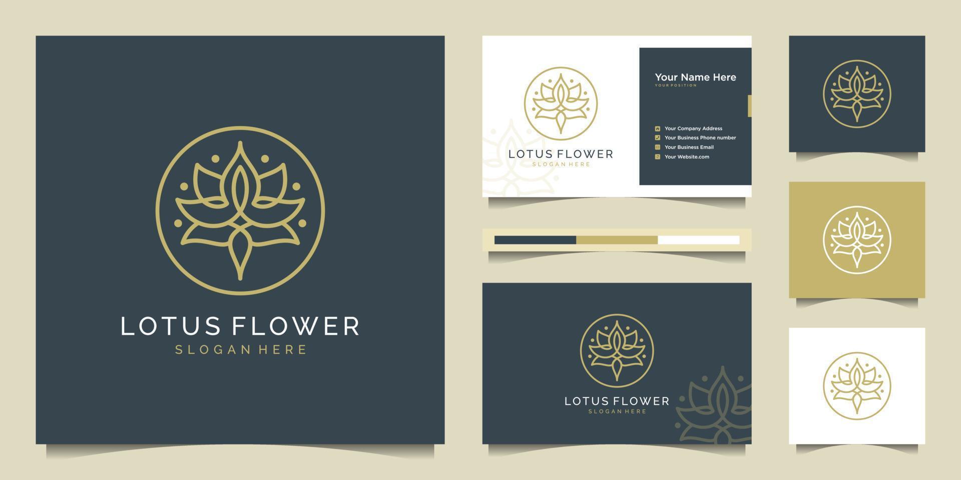 diseño de logotipo de flor de loto con estilo de arte de línea. los logotipos se pueden utilizar para spa, salón de belleza, decoración, boutique, cosméticos y vectores premium de tarjetas de visita