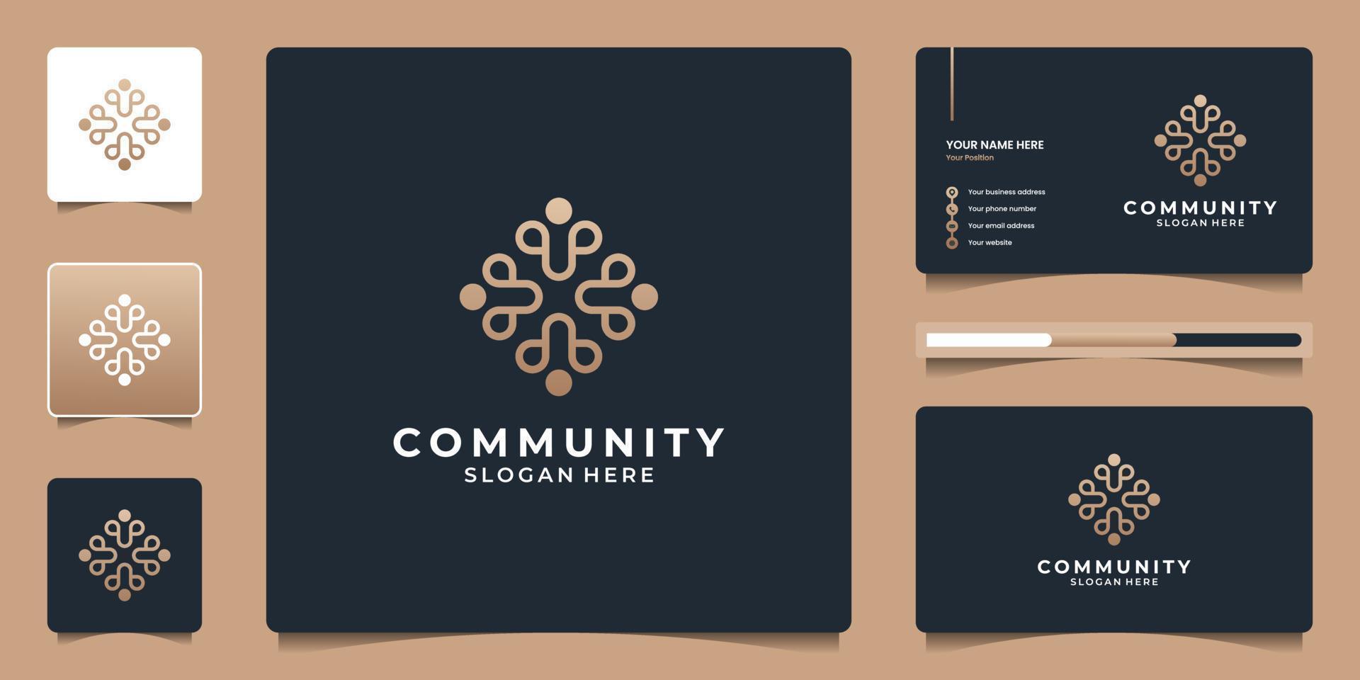 Abstract community and social group with geometric human care vector