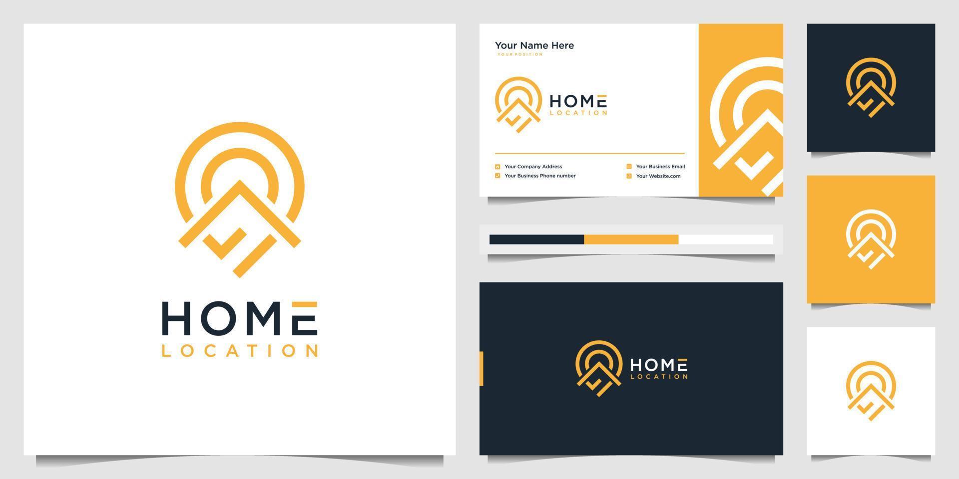 home location logo design and business card template. simple logo home and pin map location symbol real estate. vector