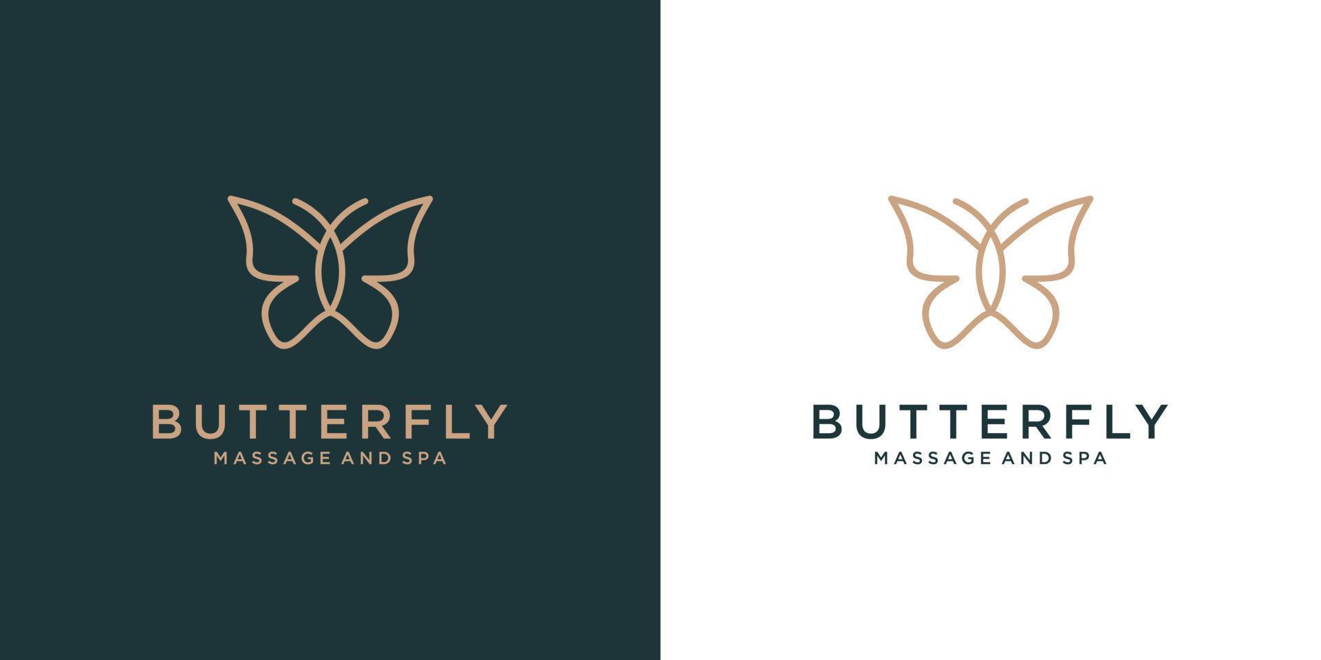 Luxury Butterfly logo design with clean lines vector