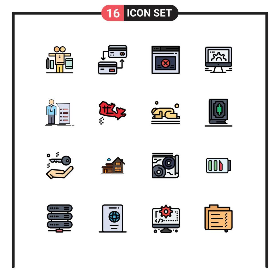 Stock Vector Icon Pack of 16 Line Signs and Symbols for business social market page settings computer Editable Creative Vector Design Elements